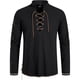 thumbnail image 1 of pstuiky camisetas de manga larga para hombre, Camisa de estilo hippie para hombre, de manga corta, estilo playero, informal, con cuello alto y solapa de manga larga. tops de invierno para hombre s, 1 of 5