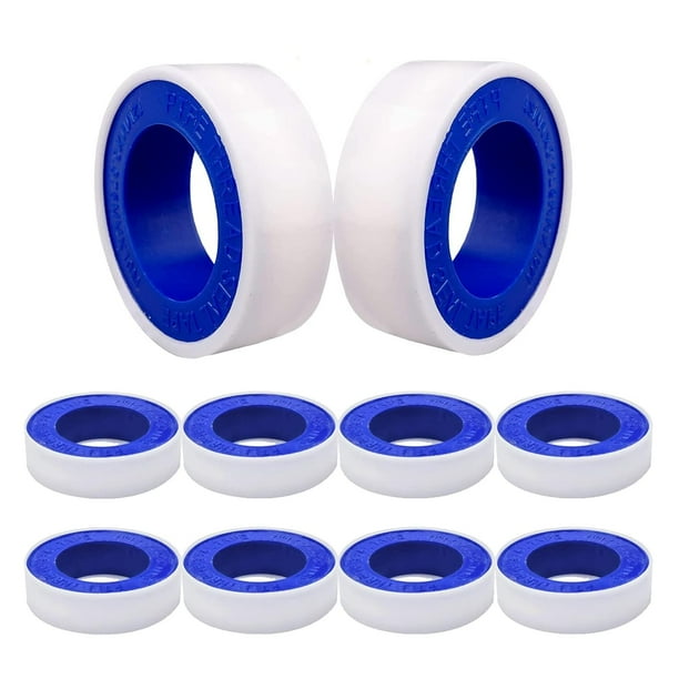 10 rollos de cinta de teflón, 16,5 mm x 5 m, cinta selladora de tuberías de PTFE, cinta de sellado de roscas industriales, cinta de sellado impermeable para cabezal de ducha (blanco)