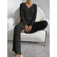 thumbnail image 5 of Womens Two Piece Lounge Sets Long Sleeve Knit Pullover Tops Wide Leg Pants Fall Pajamas Sets, 5 of 5