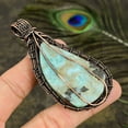 thumbnail image 4 of Natural Caribbean Larimar Gemstone Copper Wire Wrap Gift Pendant 3.35, 4 of 4