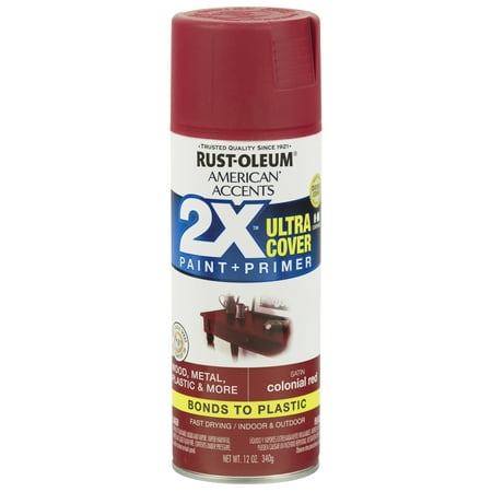 (3 Pack) Rust-Oleum American Accents Ultra Cover 2X Satin Colonial Red Spray Paint and Primer in 1, 12
