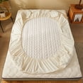 Cotton Quilted Fitted Mattress Cover Solid Color Soy Fibre Fitted Sheet