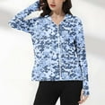 thumbnail image 6 of Xfvqtps Womens Light Jacket Sun Protection Cooling Ice Silk Hoodie Full Zip Camouflage Shirts with Thumb Hole for UV Outdoor Hiking Running Blue, 6 of 7