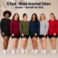 thumbnail image 6 of BILLIONHATS Womens Long ize Long Sleeve Oversized T-Shirts, Cotton Casual Fit Sleeved Tees Tops – Baggy Style Bulk Wholesale Tshirt Packs (6 Pack Assorted, Size-XX-Large), 6 of 7