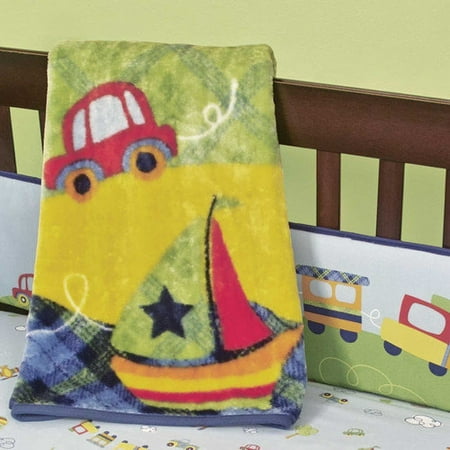 beansprout Going Places Sherpa Polyester Crib Blanket