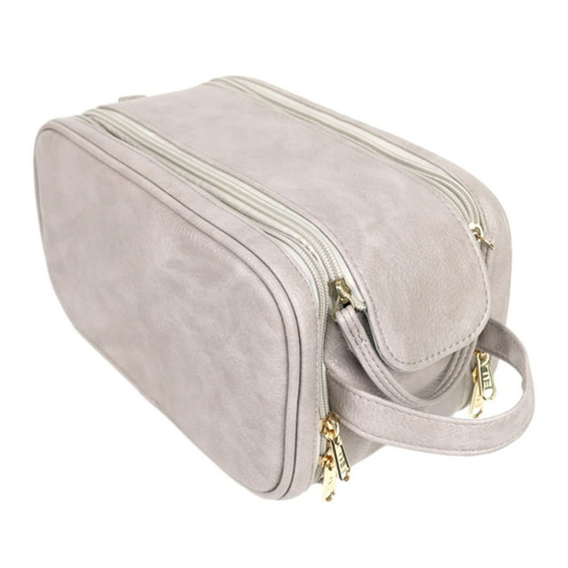 Bolsa de maquillaje con bolsillos de malla con cremallera Yuyangstore cosméticos de cuero PU blanco Bolsas de aseo