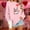 Pink, variant on GUZOM Womens Pink Valentine's Day Sweatshirt, Oversized Off-The-Shoulder with Pixel Rock On Hand Heart Print,Size 2XL