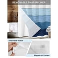 thumbnail image 3 of No Hook Blue Ombre Shower Curtain with Snap in Liner Set, Farmhouse Vintage Wooden Striped Waterproof Fabric Bathroom Curtains with See Through Top Window, Hotel Style Small 36 x 72 Inch, 3 of 7
