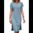thumbnail image 3 of Vestido Midi de Verano para Mujer, Color Liso, con Abertura, Azul , Talla L, 3 of 9