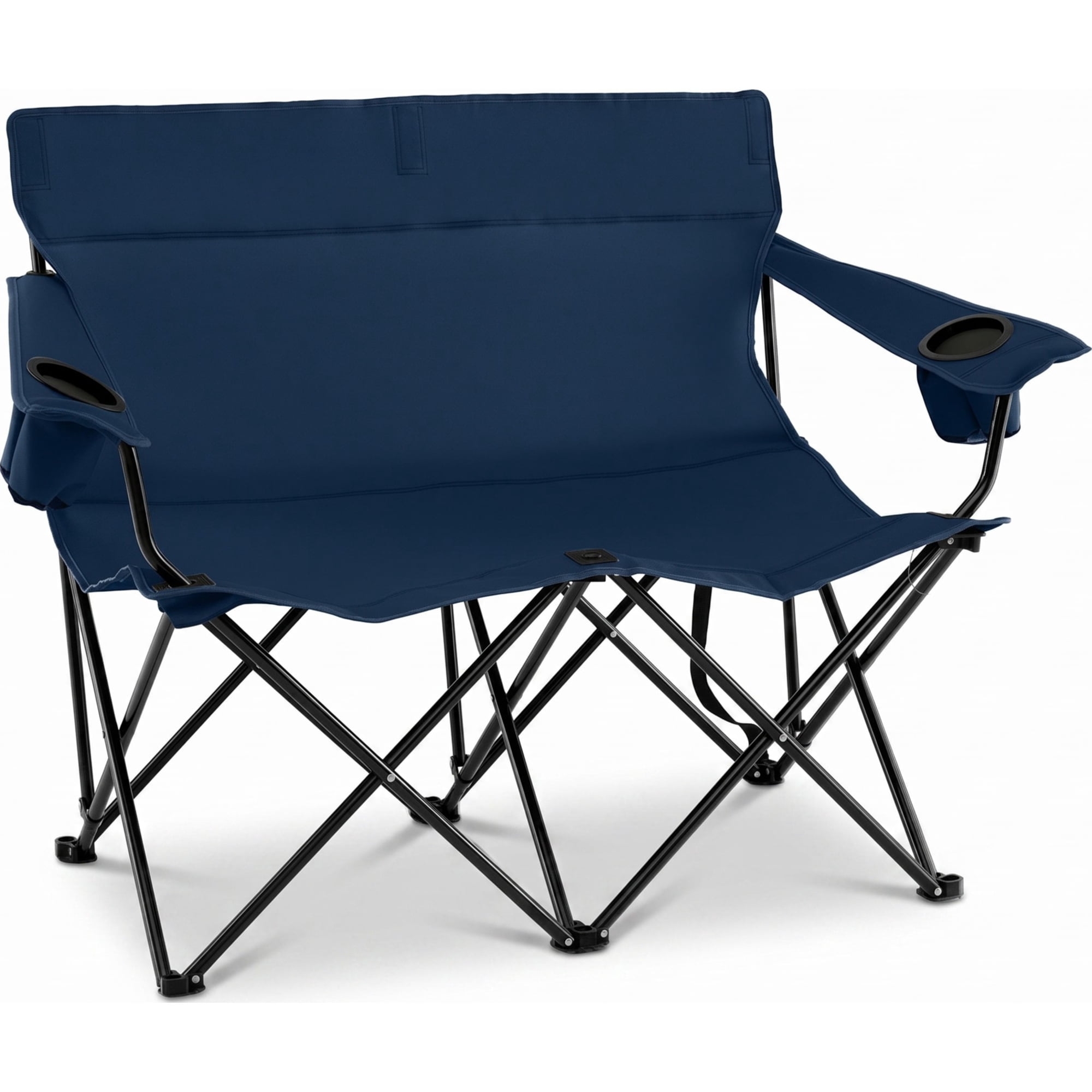 Biotree 2-Person Folding Outdoor Loveseat Camp Chair with Cup Holders Portable Double Camping Chair with Carry Bag  Blue
