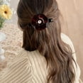 thumbnail image 2 of Green/Red Floral Pearl Hair Clip for Women, Acetate & Alloy Hairpin with Pearl Center, Vintage Hair Accessories for Half-Up Styles, 2 of 7
