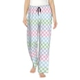 thumbnail image 2 of Picia Colorful Checkerboard Womens Soft Woven Cotton Elastic Waistband Sleep Pajama Pant Lounge Sleep Pant With Pockets And Drawstring-Medium, 2 of 9
