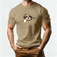 thumbnail image 2 of LpwkSSA Men Casual Round Neck Printing Pullover Fitness Sports Shorts Sleeves T Shirt Blouse Yellow M, 2 of 5