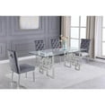 thumbnail image 2 of Rectangular Clear Glass 5pc Dining Set with Silver Stainless Steel Base, 2 of 4