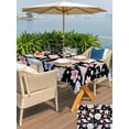 thumbnail image 5 of Outdoor Tablecloth with Umbrella Hole for Patio/Picnic/Party/Camping, Coastal Waterproof Table Cloth Rectangle Table Cover Washable, Summer Nautical Ocean Floral Shell Starfish Black (54"x 80"), 5 of 8
