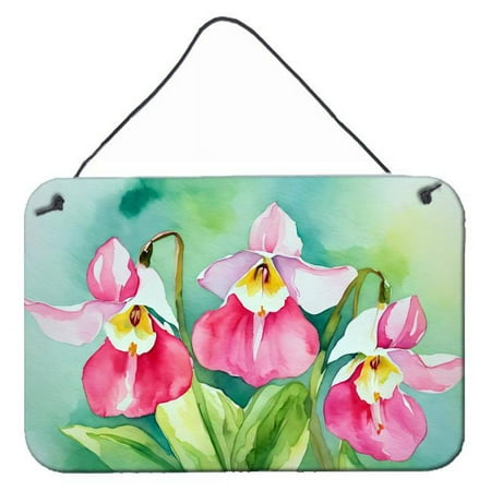 

Minnesota Pink and White Ladys Slippers in Watercolor Wall or Door Hanging Prints