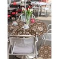 thumbnail image 6 of Outdoor Tablecloth with Umbrella Hole Zipper Brown Flowers Round Tablecloth 60" Waterproof Outside Table Cloth Spring Floral Farmhouse Art Patio Table Cover Tablecloths for Picnic Party, 6 of 8