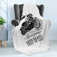 thumbnail image 4 of Enjoy the Ride Soft Flannel Fleece Throw Blanket, Detailed Hand-drawn Motorcycle and an Inspirational Words Art Print, Cozy Plush for Indoor and Outdoor Use, 50" x 60", Black and White, by Ambesonne, 4 of 5