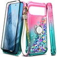 thumbnail image 2 of Nagebee For Google Pixel 9 Phone Case Screen Protector Ring Holder Wrist Strap Lanyard Glitter Liquid Phone Cover, 2 of 6