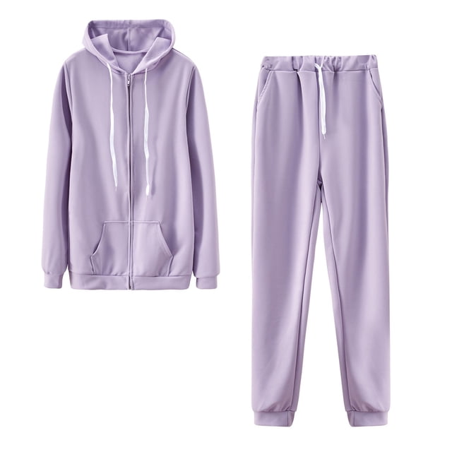 Timegard Womens 2 Piece Outfits Sweatsuits Drawstring Hooded Zip up Long Sleeve Jackets Cinch Bottom Sweatpants with Pockets Sets