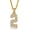 Number 2-Gold, variant on Number Necklaces For Men, Bling Numbers Chain Necklace Hip Hop Simulated Diamond Pendant with Tennis Chain Spiga Chains