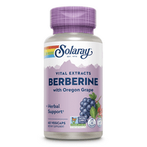 Solaray Berberine Extract with Oregon Grape, Healthy Blood Glucose & Digestion Support, AMPK Activator, 60 VegCaps