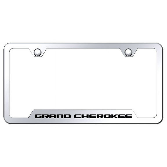 Jeep Grand Cherokee Laser Etched Logo Cut-Out License Plate Frame (Chrome)