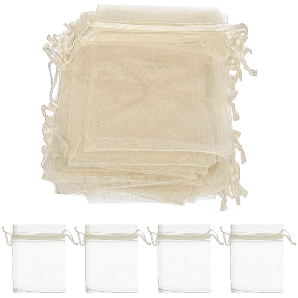 KAKOWELY 100 bolsas pequeñas de organza con cordón para envolver dulces, bolsas decorativas para regalos de fiesta