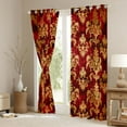thumbnail image 3 of Feelyou Damask Black Out Curtains, Red Gold Mandala Flower Curtains Pack of 2 (42x63 Each), 3 of 6
