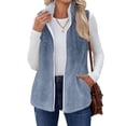 thumbnail image 6 of Women's Retro Print Warm Fleece Lined Cardigan Vest Coat Blue L, 6 of 7