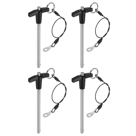 Uxcell 4Pack T Handle Lock Pins, 6mm x 80mm Usage Length Stainless Steel Push-Button Quick Release Pin