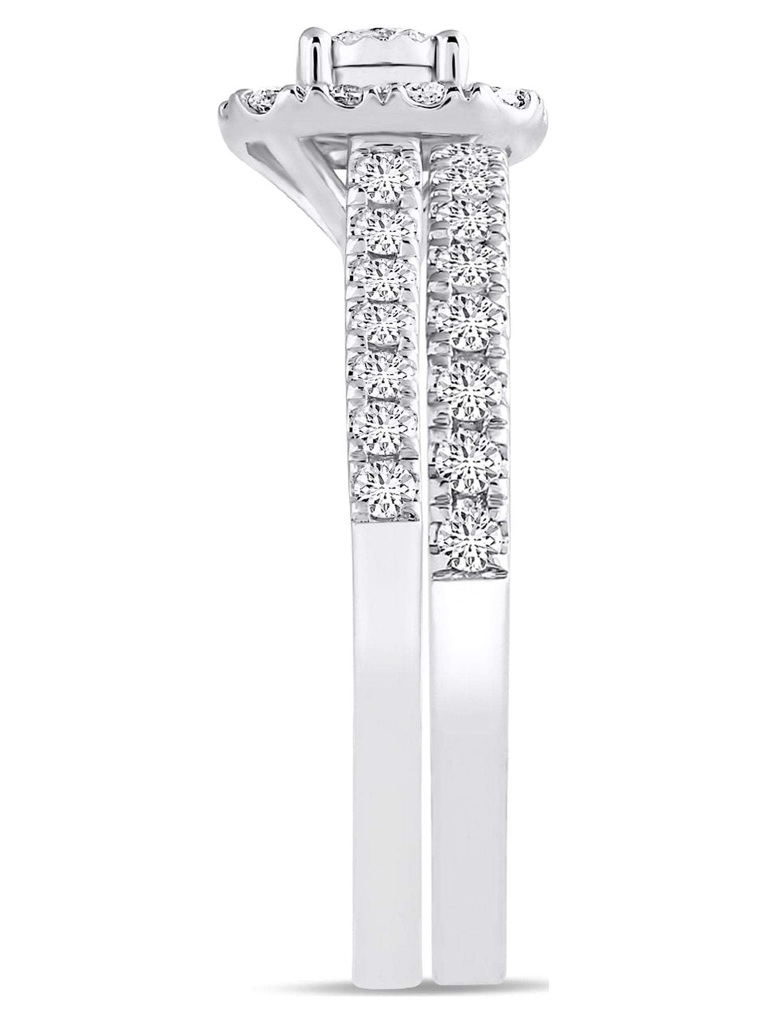 10K White Gold Forever Bride 1 Carat Diamond Cushion Bridal Set, Women, Engagement