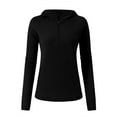thumbnail image 4 of Yesfashion Women's Pullover Hoodie With Thumb Holes Long Sleeve Solid Zipper Tops For Women With Pocket, 4 of 5