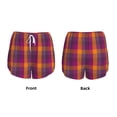 thumbnail image 3 of Balery Orange and Purple Plaid Pantalones cortos deportivos para mujer con forro y dos bolsillos, elásticos, para entrenamiento, gimnasio, yoga-Medium, 3 of 7