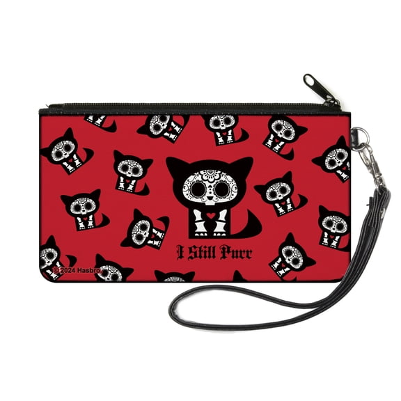 Skelanimals Wallet, Zip Pouch, Skelanimals Kit the Cat I Still Purr Pose Red Black White, Canvas
