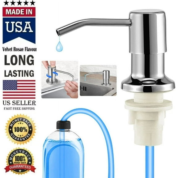 360° Sink Soap Dispenser Stainless Steel Kitchen Hands Liquid Pump Bottle Tube