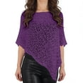 thumbnail image 5 of XUNKUSGA Cover Ups for Swimwear Women Fashion Off-The-Shoulder Openwork Crochet Poncho Tops for Women Summer Sun Protection Beach Cover Up,Purple,Free Size, 5 of 6