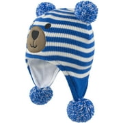 Muryobao Infant Toddler Kids Winter Beanie Hat Warm Fleece Lined Hats with Ear Flaps Pom Pom Knit Cap for Baby Girls Boys Blue 2-4T