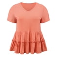 thumbnail image 4 of DARING DIVA Women's Plus Babydoll Tops V Neck Casual Loose Fit Blouses 1X Orange, 4 of 6
