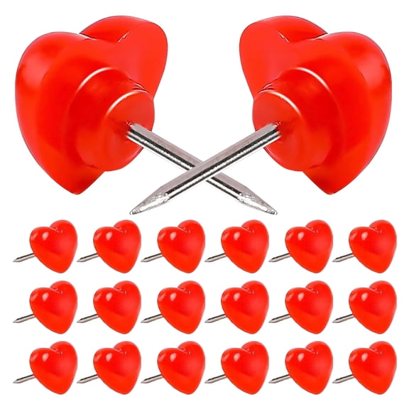 HOMEMAXS  50 Pcs Heart Pin Bulletin Board Decorations Cork Corkboard Red