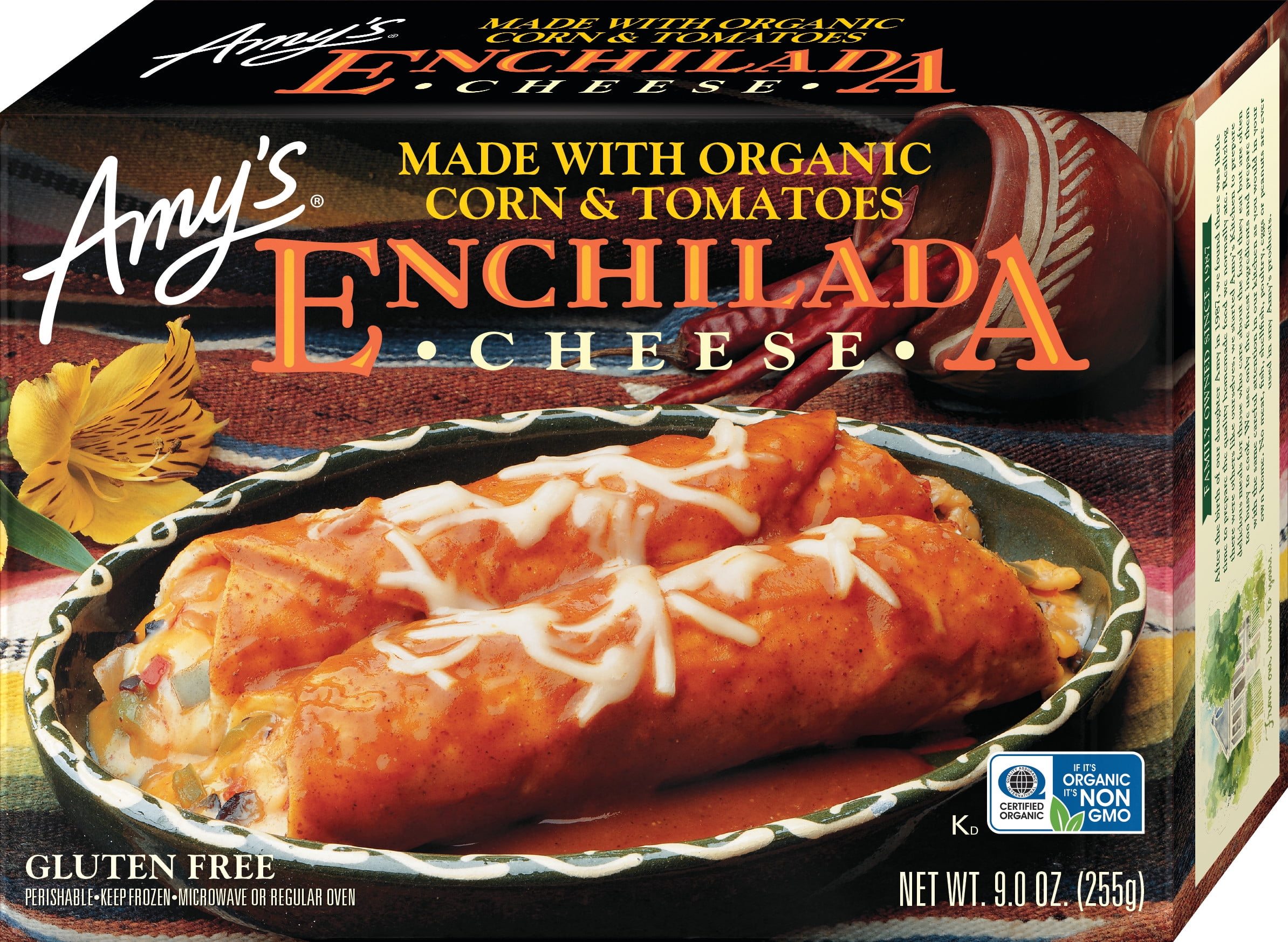 Amy's Kitchen Gluten Free Non GMO Cheese Enchilada, 9oz Box (Frozen)