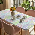 thumbnail image 3 of Watercolor Rabbits Table Cloths for 6 Foot Rectangle Tables, Spring Easter Love Rabbits Polka Dots Patio Waterproof Elastic Fitted Tablecloths, Washable Rectangular Table Cover for Camping, 3 of 8
