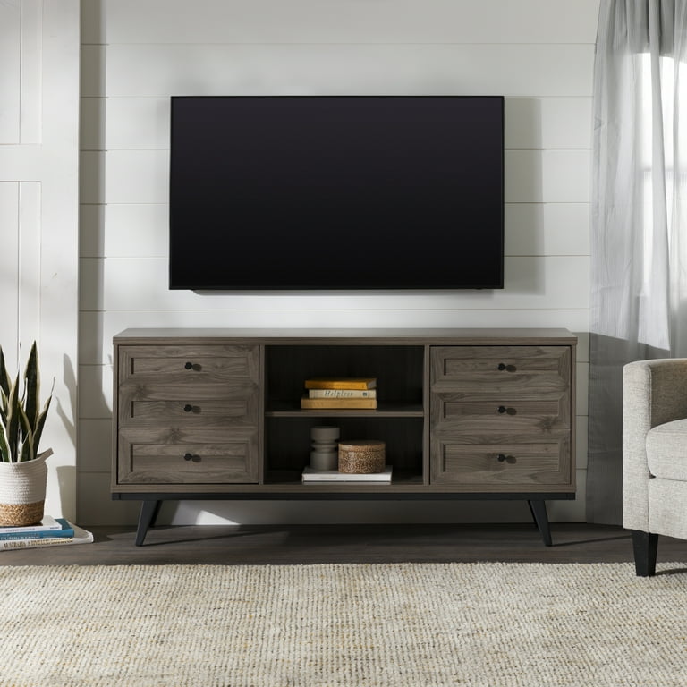 Manor Park Industrial 2 Door Metal and Wood TV Stand Slate Grey