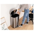 thumbnail image 4 of 13 Gallon Trash Can Kitchen Trash Can with Lid Tall Stainless Steel Kitchen Garbage Can with Removable Inner Bucket and Hinged Lids, Pedal Rubbish Bin for Home Office, Silver, 4 of 6