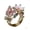 Gold, variant on Butterfly Flower Ring for Women, Adjustable Enamel Open Ring with Crystal, Pink Butterfly Jewelry Gift