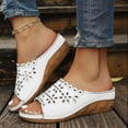 thumbnail image 2 of Dakaela Women's Platform Wedge Sandals Floral Hollow out Orthopedic Slip on Slides Casual Outdoor Walking Summer Beach Shoes White Size 6, 2 of 9