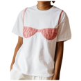 thumbnail image 1 of YDLCAFD T-Shirt Smocké pour Femmes, Soutien-Gorge Bikini Imprimé Graphique, Manches Courtes, Col Rond, Blanc, 1 of 3