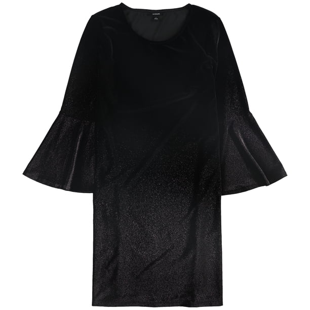 Alfani Womens Foil Velvet A-line Dress, Negro, 8