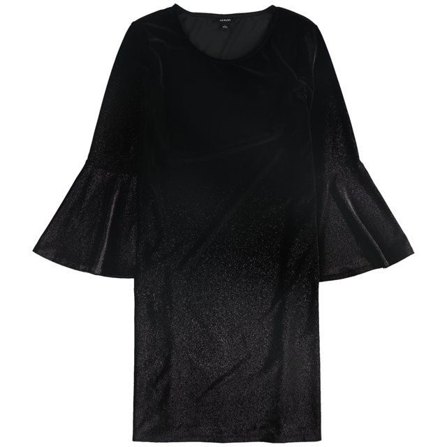 Alfani Womens Foil Velvet A-line Dress, Negro, 6