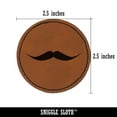 thumbnail image 2 of English Mustache Moustache Silhouette 2.5" Faux Leather Round Engraved Iron-On Patch - Brown, 2 of 6